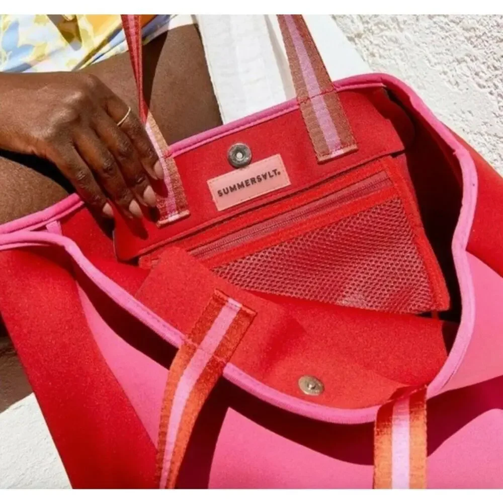 Summersalt Neoprene Tote Pink Red